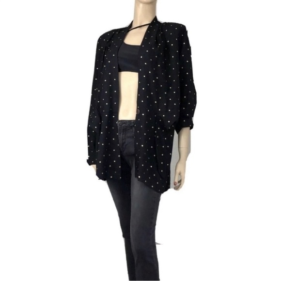 Vintage Sequel jacket/blazer V-neck long sleeve tie front black - Picture 4 of 13